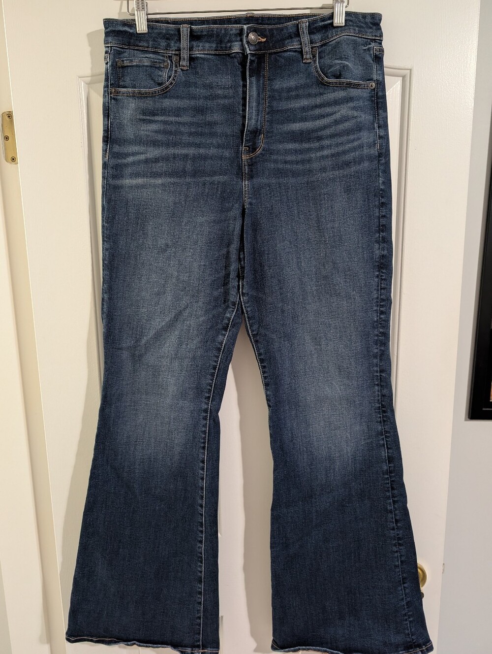 American Eagle Women’s Dark Blue Super High Rise Flare Jeans